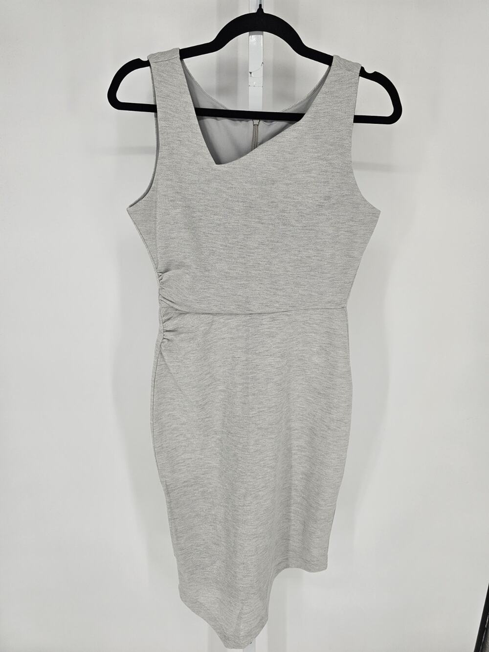 Betabrand Womens Sz S Knee Length Fitted Jersey Knit Dress Silver NEW